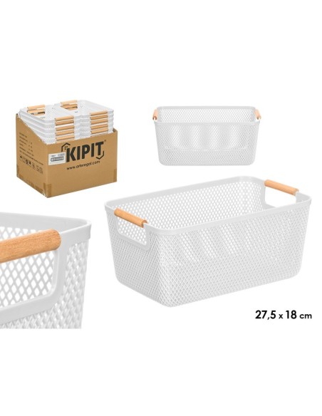 CESTA PLASTICO ASA BAMBU BLANCA 27,5X18CM