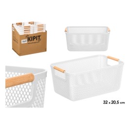 CESTA PLASTICO ASA BAMBU BLANCA 32X20,5CM