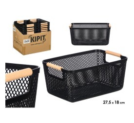 CESTA PLASTICO ASA BAMBU NEGRA 27,5X18CM