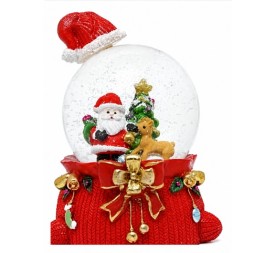 BOLA DE NIEVE LED GORRO PAPA NOEL 12CM