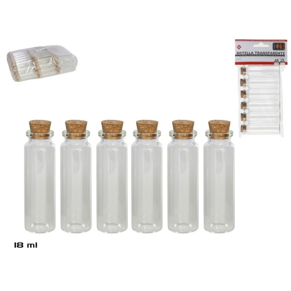 SET BOTELLA X6 TRANS 18ML  T/CORCHO