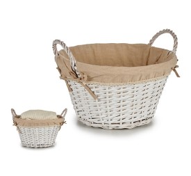 CESTO MIMBRE REDONDO C/ASAS BLANCO 45X40X31CM