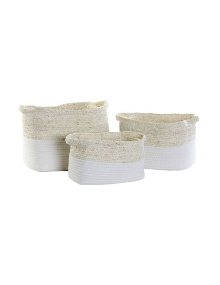 CESTA SET 3 ALGODON FIBRA MAIZ 35X26X26 BLANCO