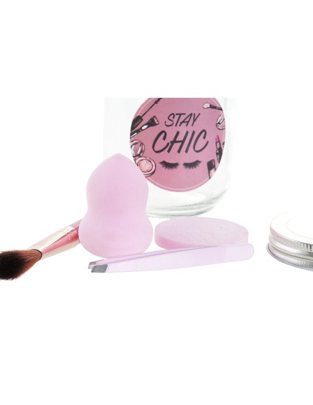 REGALO SET 5 CRISTAL 8X8X13 MAQUILLAJE MULTICOLOR