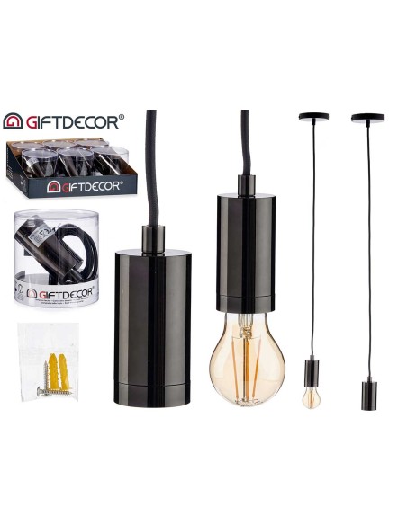 LAMPARA COLGANTE ACERO NEGRO