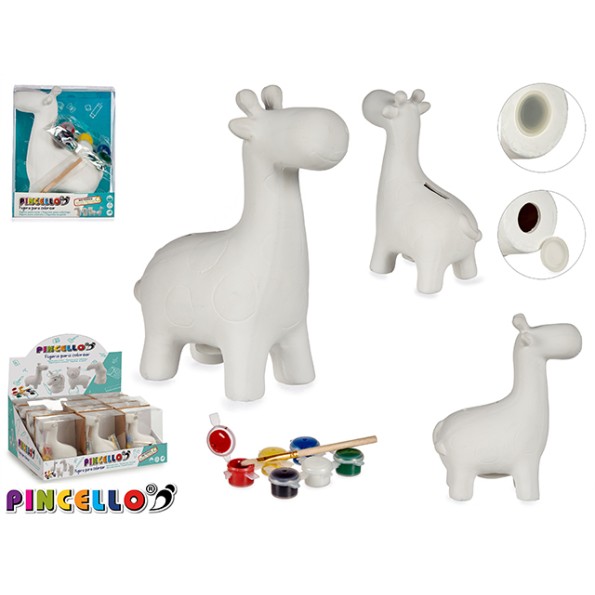 HUCHA PARA PINTAR JIRAFA 13,2 x 6,8 x 16,2 cm.