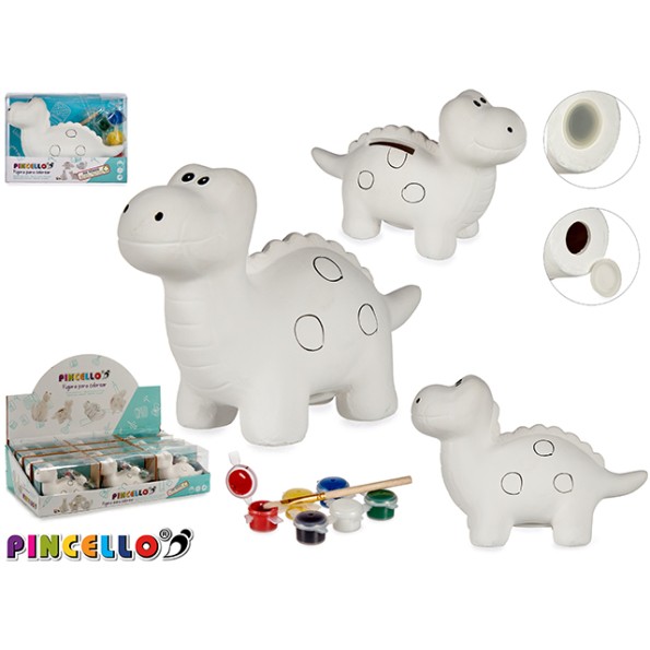 HUCHA DINOSAURIO CIRCULOS CERAMICA PARA PINTAR