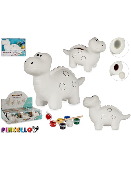 HUCHA DINOSAURIO CIRCULOS CERAMICA PARA PINTAR