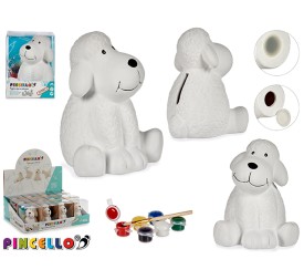 HUCHA PERRO CERAMICA COLOREAR 10,8 x 11 x 12,5 cm.