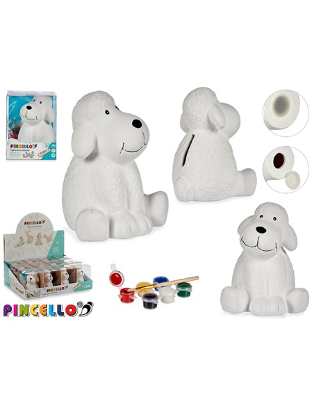 HUCHA PERRO CERAMICA COLOREAR 10,8 x 11 x 12,5 cm.