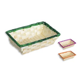 PANERA BAMBU RECTANGULAR RIBETE COLORES18x12x5cm