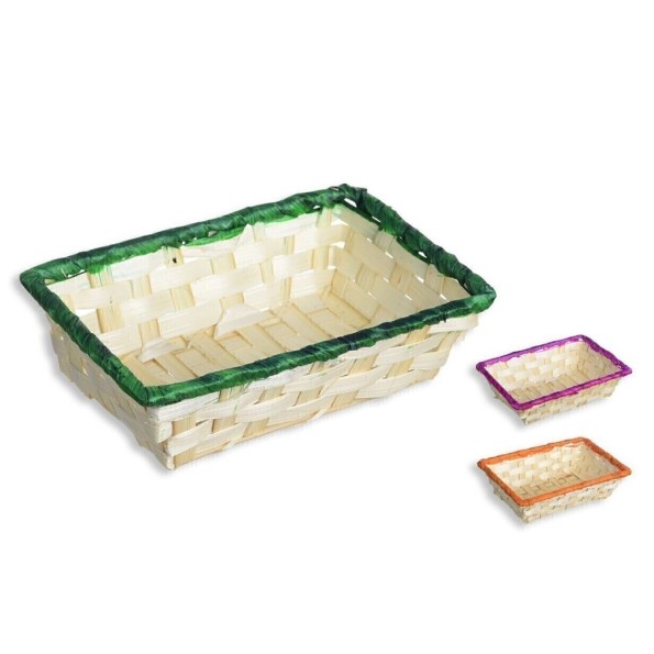 PANERA BAMBU RECTANGULAR RIBETE COLORES18x12x5cm