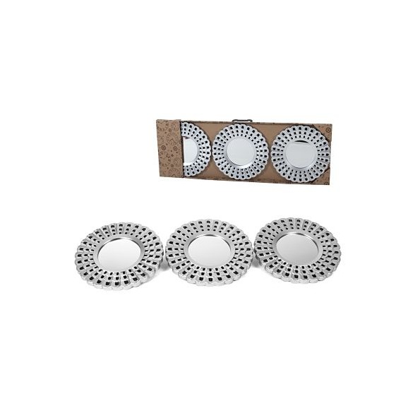 SET ESPEJOS LIAN 25 CM X3  -PLATA