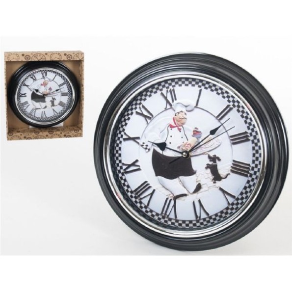 RELOJ PARED CHEFFY 30 CM BLACK