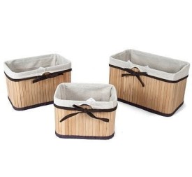 SET 3 CESTAS BAMBU ORION BLANCO C/ LAZO