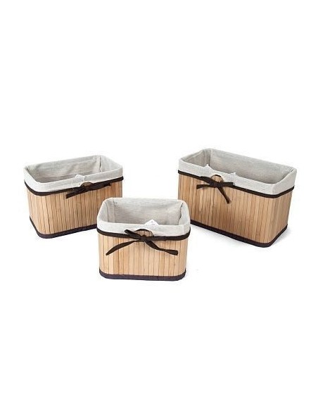 SET 3 CESTAS BAMBU ORION BLANCO C/ LAZO