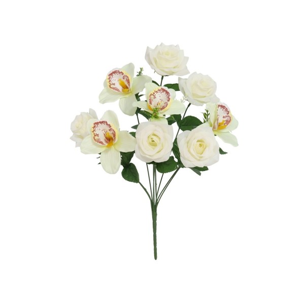 RAMO ROSAS- ORQUIDEA X 9-44 CM (BLANCO)