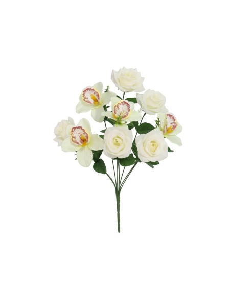 RAMO ROSAS- ORQUIDEA X 9-44 CM (BLANCO)