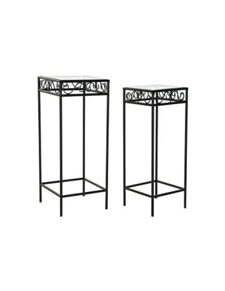 MESITA AUXILIAR SET 2 FORJA CRISTAL 30X30X75 NEGRO