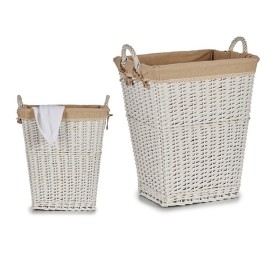 ROPERO MIMBRE RECTANGULAR C/ASAS BLANCO