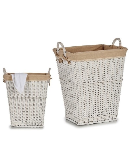 ROPERO MIMBRE RECTANGULAR C/ASAS BLANCO