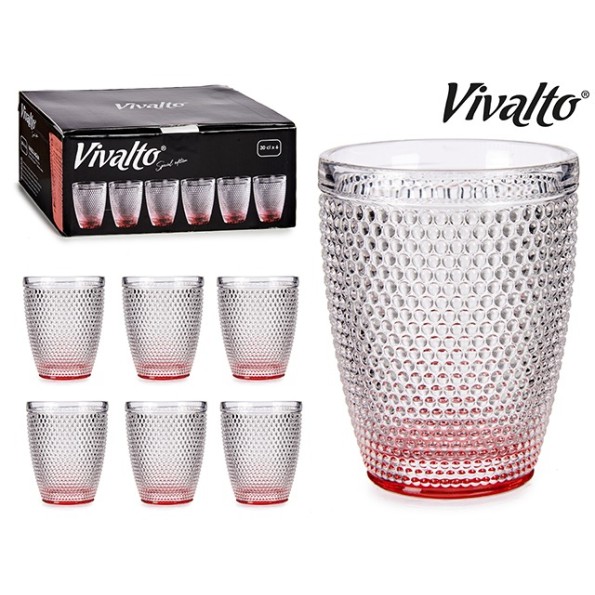 VASO CRISTAL PUNTOS AGUA 30CL ROSA