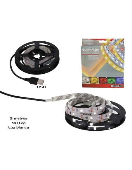 GUIRNALDA USB 3M 90 LED BLANCA