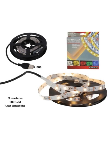 GUIRNALDA USB 3M 90 LED AMARILLA