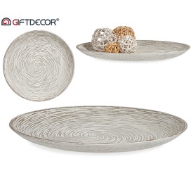 PLATO MADERA DECORACION ESPIRAL BL 35CM