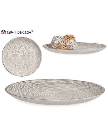 PLATO MADERA DECORACION ESPIRAL BL 35CM