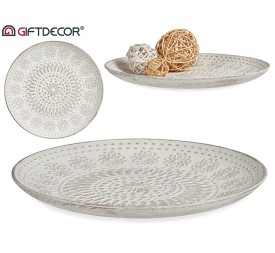 PLATO MADERA DECORACION MANDALA BL 29CM