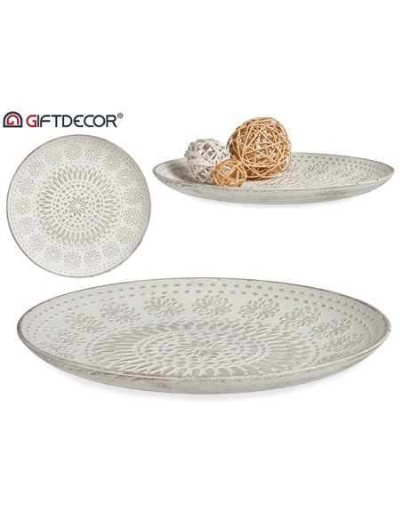 PLATO MADERA DECORACION MANDALA BL 29CM