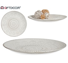 PLATO MADERA DECORACION MANDALA BL 35CM