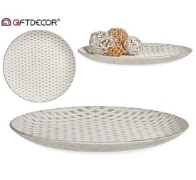 PLATO MADERA DECORACION ROMBO BL 35CM