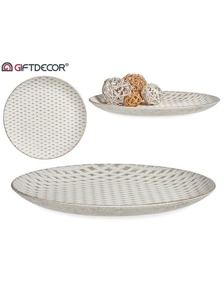 PLATO MADERA DECORACION ROMBO BL 35CM