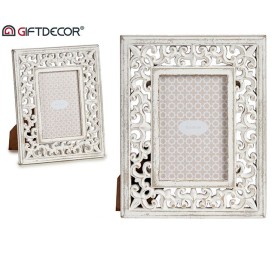 PORTAFOTO CALADO MADERA BLANCO. 10X15