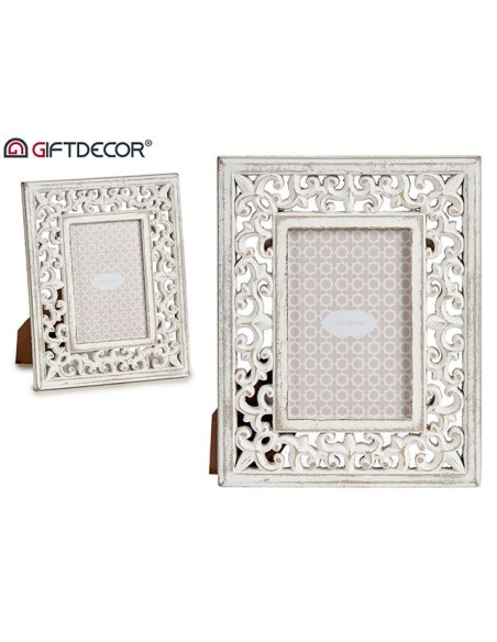 PORTAFOTO CALADO MADERA BLANCO. 10X15