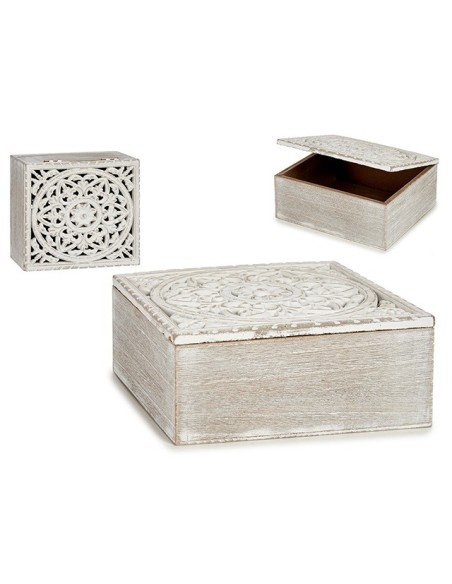 CAJA CALADA MADERA RECTANGULAR BLANCO