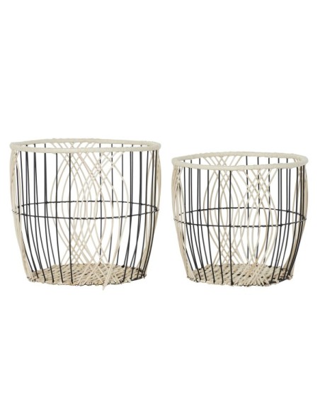 CESTA SET 2 RATAN HIERRO 38X38X34 NATURAL