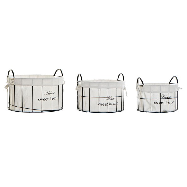 CESTA SET 3 LINO METAL 36X36X26 NEGRO