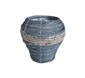 MACETERO MIMBRE GRIS 16*24