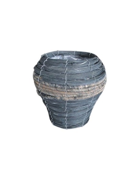 MACETERO MIMBRE GRIS 16*24