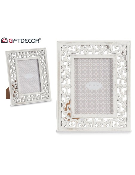 PORTAFOTO CALADO MADERA BLANCO 13X18 CM