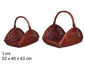 2 CESTAS MIMBRE CAOBA PARA LEÑA 53x40x43