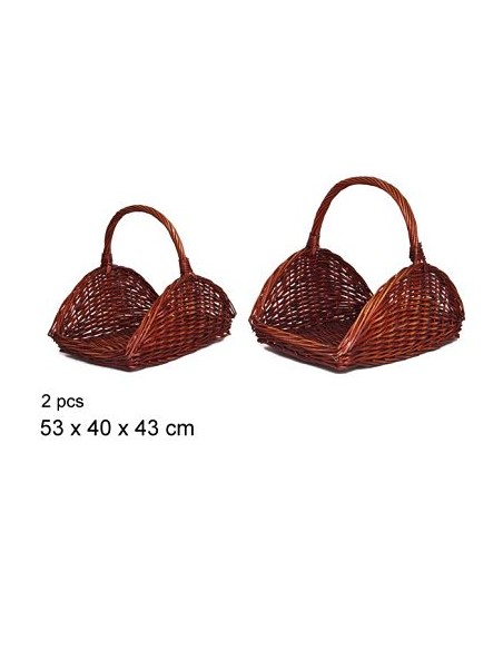 2 CESTAS MIMBRE CAOBA PARA LEÑA 53x40x43