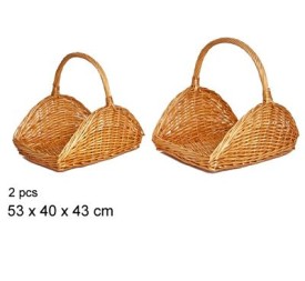 2 CESTAS MIMBRE MIEL PARA LEÑA 53x40x43c