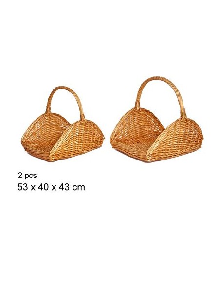 2 CESTAS MIMBRE MIEL PARA LEÑA 53x40x43c