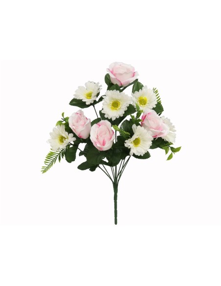 RAMO GERBERA-ROSA SATIN X10-43CM ROSA