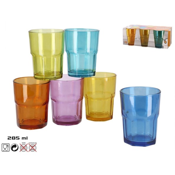 VASO BOSTON 285 ML X6 COLOR - CRISTAL