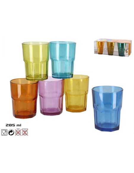 VASO BOSTON 285 ML X6 COLOR - CRISTAL